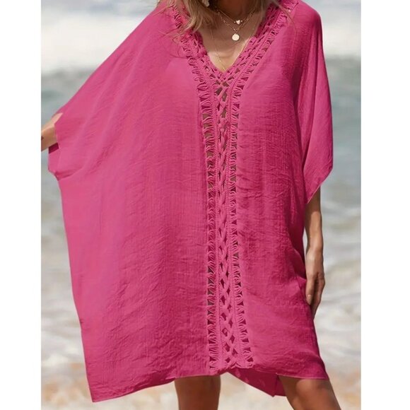 Pink Swim Cover Up Kaftan Dress Top NEW - Picture 2 of 8
